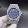 Ice Out Watch Men Pełne diamentowe zegarki dla męskich zegarków Niebieska twarz Automatyczny mechaniczny ruch na rękę na rękę Wodoodporny 42 mm 15110263k