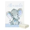 LVYZIHO juego de cama para cuna de bebé, juego de cama con nombre personalizado de elefante azul, juego de cama de regalo para Baby Shower 240229
