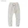 Inverno masculino EUA Europa 7º Calças de Bolso de Couro Cimento Branco Corda Joggers Sweatpants 240308