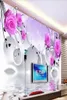 Papier peint 3d personnalisé po peintures murales reflets roses sur le mur de fond du cercle 3D décor TV art mural pictures6533004