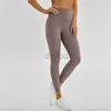 Active Pants Naked Material Women Yoga Pants Solid Color Sports Gym Wear Leggings High midje Elastic Fitness Lady total tights Workout 240308