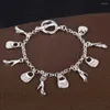 Bracelets à maillons en argent Sterling 925 pour femmes, bijoux de noël à la mode, chaussures à talons hauts, serrure à AH052, vente en gros