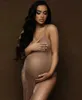 Maternity Dresses Pregnancy Dress Photography Gold Knitted Maternity Dresses Photoshoot Robe Clothing Props Baby Shower Dresses For Pregnant Woman L240308