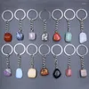 Keychains 20st Natural Stone Crystal Quartzs Keychain Women Men Handbag Hangle Car Key Holder Raw Mineral Keyring Jewelry