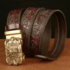 Belts 2023 New Creative Sculpture Craft Domineering Cl Dragon Retro Automatic Buckle Fashion Personality Mens Pant Belt Personality L240308