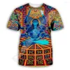 Herr t shirts mode trippy buddha mandala färgglada dprint sommar harajuku casual rolig tee t-shirts korta ärmar ak6