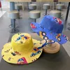 Berets Children's Summer Big rand Mesh Ademende caps jongens en meisjes zonneschadem emmer hoed uit op zonnebrandweergrenzen Panama cap