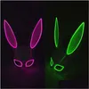 Party Masks Cosplay Mask Led Light Up Bunny Women Halloween Y Rabbit Dj Bar Night Club Costume Carnival Drop Delivery Dhiv8