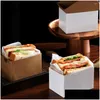 Geschenkverpakking 50 stuks Helpf Sandwich Take Out Box Non-stick Recyclebaar papier Smakelijke Donut Toast Holding Broodbakje Drop Delivery Dh80O