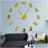 Relógios de parede Francês Bldog DIY Nt Relógio de Parede França Cão Doméstico Grande Moderno Francês Relógio Dod Raças Amantes Presente 210309 Drop Delivery Dhrnf