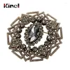 Brooches Kinel Vintage Women Gray Crystal Flower Brooch Pin Turkish Jewelry Rhinestone Arabia Paisley Pattern Lapel Corsage 2024