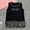 Tassel Sticked Vest Tank Letter Knits T Shirts For Women Designer Sleeveless tröja Vintage Style Crop Tank Tops