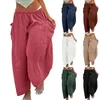 Women's Pants Plus Size Women Comfortable Wide Leg Linen Trousers Middle Waist Summer Baggy Fashion Ladies Street Pant