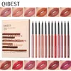 QI 12 stks/set Matte Lippenstift Lipliner Pen Waterdichte Lip Liner Potlood Contour Make-up Sexy Rode Lip Stick Langdurige Cosmetische 240305