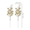 Fleurs décoratives 10 pièces baies d'imitation de noël paillettes fausses baies branches d'arbre artificielles pour la décoration Vase de couronne d'or