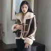 Haining invierno nuevo abrigo de piel integrado para mujer cuello Polo corto pelo de cordero 341309