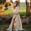 Moderskapsklänningar 2 i 1 Boho Maternity Photography Outfit Dress Bohemian Graviditet Fotografering Lång gravid tyllkvinna Floral spetsklänningar L240308