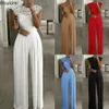 Womens Summer Casual Jumpsuit Solid Sexy Hollow Out Elegant Jumpsuits for Girls Wide Leg Sleeveless Rompers Outfits 240307