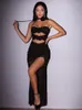 Casual Jurken WeiYao 2024 Zomer Mesh Sheer Elegante Bloem Halter Strapless Party Clubwear Sexy Backless Uitgesneden Maxi Jurk Voor Vrouwen