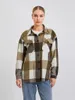 Women's Jackets Plaid England Style Casual Loose Outwear Long Sleeve Button Down Shacket Fall Shirt Coats With Pockets