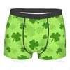 Underbyxor St Patrick's Day Mens Boxer Briefs Clover Leaves Underwear Breatble Stretch Stam med påse S-XXL