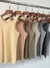 Scandinavische stijl Casual vrouwelijk dieptepunt Tops Biologisch katoen Tankdraad Effen, slank stretch Damesmode Vest/camis 240229