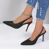 Kleid Schuhe Für Frauen 2024 Pumps frauen High Heels Sommer Pumpen Kristall Schnalle Geschlossene Zehen Sandalen Damen