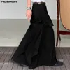 Fashion Men Wide Leg Pants Solid Loose Button Joggers Irregular Trousers Streetwear Oversize Skirts S5XL INCERUN 240305