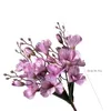 Fleurs décoratives 43cm, arrangements de Faux Magnolia artificiels, Simulation en plastique, accessoires de tir violets suspendus