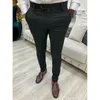 Mense Casual Pants Soft Tight Stretch Trousers for Business Social Office Workers Interview Wedding Suit S3XL 240305