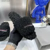 Slippers Winter Women Classic Wool Warm Letter Luxury Fur Pink White Black Blue Flat Bottom Indoor Plus 35-41H240308