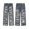 Style américain trou cassé vieux jean lâche cent pantalons hommes Streetwear Baggy jean Y2k jean déchiré jean hommes pantalon 240223