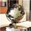 Objetos decorativos estatuetas acessórios de metal grande mundo globo mapa para casa mesa ornamentos presente de natal decoração de escritório dh5cz