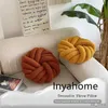 Cushion/Decorative Decorative Throw Round Soft Handmade Knotted Ball Grey Plush Cushion Home Decor for Bed Couch Living Room