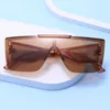 Nouvelles lunettes de soleil sans cadre à la mode pour hommes, une pièce carrées marron, lunettes de photo de rue pour femmes 5529