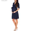 Платья для беременных Платье для беременных Одежда для беременных Летняя повседневная одежда для беременных с коротким рукавом с v-образным вырезом Платье Vestidos Одежда для беременных L240308