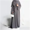 Etniska kläder marocko kaftan muslimska abaya kvinnor ärmlös klänning set 2 bit klänning dubai kimono cardigan mantel abayas eid ramadan dro dhn03