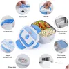 Bento Boxes محمولة مربع غداء محمولة Carhome 2-in-1 12V-24V 110V مقاوم للصدأ من الفولاذ المقاوم للصدأ حاوية الحاوية تسليم DHAGR