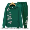 Womens Sportswear Sweatshirt Pants 2 PCS Fleece Printed Rose Designer Trend Pullovers Hoodies Set Män och kvinnor Tracksuit 240307
