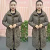 Women's Trench Coats Printed Splice Single Breasted Long Coat Autumn/Winter Thickened Warm Straight Loose Casual Jacket