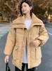 Frauen Trenchcoats Frauen Winterjacke Thicke Warm Daunen Baumwollmantel Lammwolle Reverskragen Kleidung Weibliche Parkas Oberbekleidung