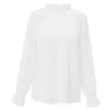 Kadın bluzları fırfır manşetleri gömlek şık sokak kıyafeti gevşek uyumlu bluz sonbahar kış düz renk rahat üstler uzun