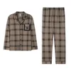 Lente Herfst Streep Katoenen Pyjama Casual Plaid Pyjama Mannen Lange Mouw Nachtkleding Ademend Comfortabele Housewear Pak 3XL 240307