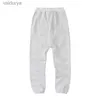 Inverno masculino EUA Europa 7º Calças de Bolso de Couro Cimento Branco Corda Joggers Sweatpants 240308