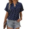 Dames blouses v-neck korte mouw vrouwen casual shirttunic blouse los zomer top t-shirt blusas elegantes para mujer 2024