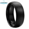 Bague de couple en carbure de tungstène pour hommes, bande bombée, finition brossée noire, paire de bijoux, mode 6mm 8mm, confort, accessoires assortis 240307