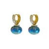 Version coréenne haute qualité atmosphérique One Two Wear coloré bleu perle cercle oreille bouton conception Eardrop pour les filles.240301