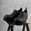 Chaussures décontractées haute qualité hiver hommes bout rond en cuir véritable noir respirant