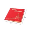 Cartes-cadeaux Joyeux Noël Cartes-cadeaux 3D Arbre de Noël Laser Pop Up Type de carte de voeux pour Navidad Natal Nouvel An Party Favors Dro Dhstl