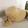 Women Sun Hat Big Bow szerokie grzbiet wiążące letnie czapki dla kobiet plażę Panama Słomy wiadra ochronę przeciwsłoneczną Visor Femme Cap 240220